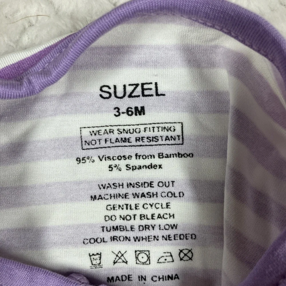 NWOT Suzel Bamboo Baby‎ Romper Purple Stripe 3-6M $23